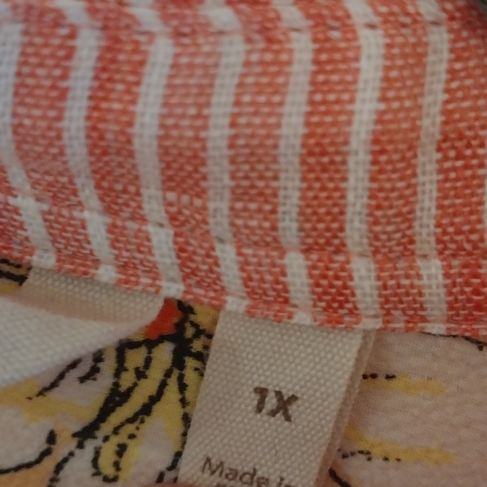Soft Surroundings Pink and Yellow Patchwork Eden Island Linen Top - Picture 6 of 12